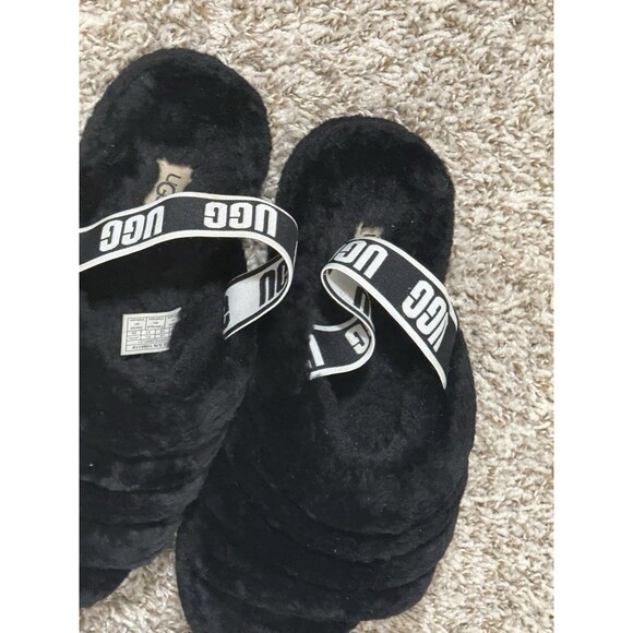 UGG Women's Fluff Yeah Slide Slippers, Black,(12 US) (UK 10) (EU 43) (JAPAN 29). - Picture 5 of 12
